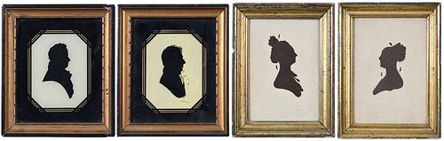 Group of Four American Framed Silhouette Portraits, Including Peale Museum