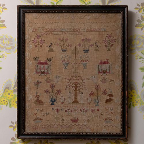 Two English Needlework Samplers, One Signed Mary Ann Wilkinson's in the Nine Year of Her Age, 1827