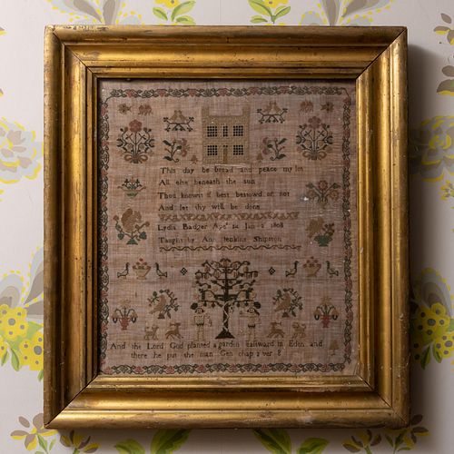 Two English Needlework Samplers, One Signed Mary Millicent Moss, Aged 11, 1829 and Lydia Badger, Aged 14, January 2, 1808