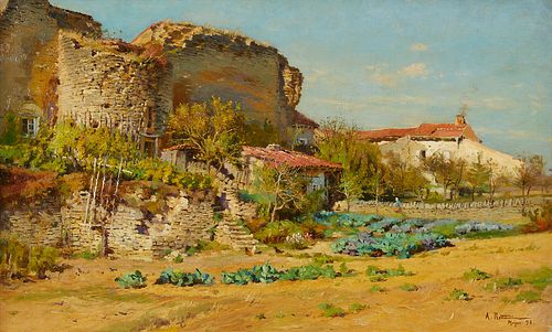 Alfred Renaudin Garden & Ruins Oil on Canvas 1898