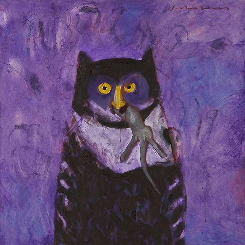 Fritz Scholder "Owl and Mouse" Acrylic On Canvas