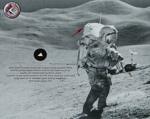 NASA Apollo 15 Beta Cloth OPS Fragment w/ Photo