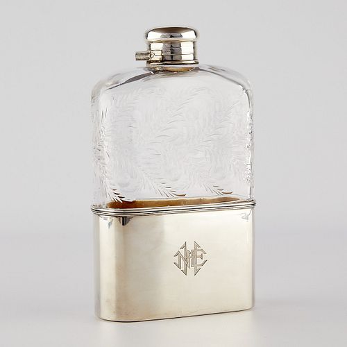 Large Tiffany & Co. Sterling & Glass Flask