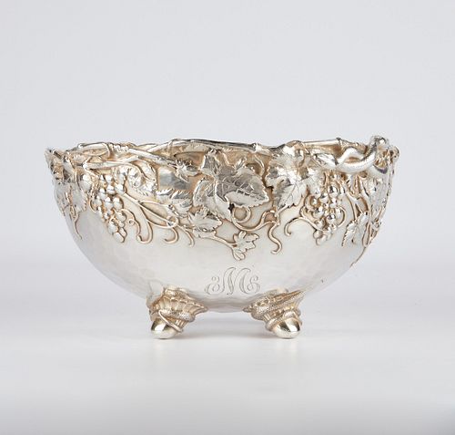 Whiting Sterling Punch Bowl w/ Grapes & Snake 1884