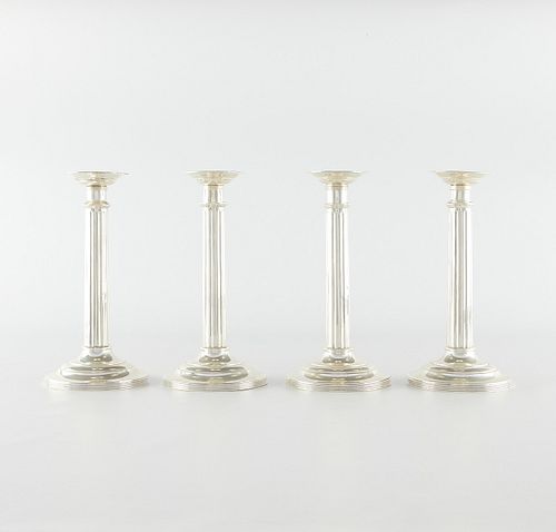 Set 4 Sterling Silver Doric Column Candlesticks