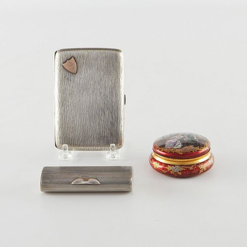 Group of 3 Cases - Enamel, Sterling, 800 Silver