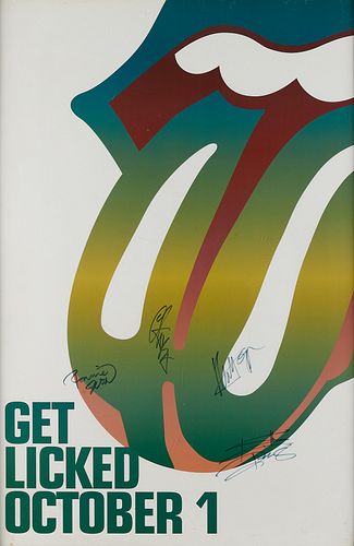 The Rolling Stones Signed "Get Licked" Poster