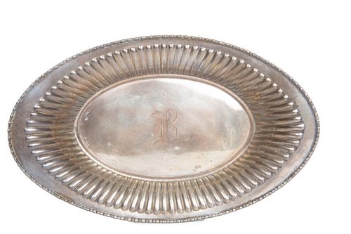 Monogrammed 'B' Sterling Silver Oval Dish