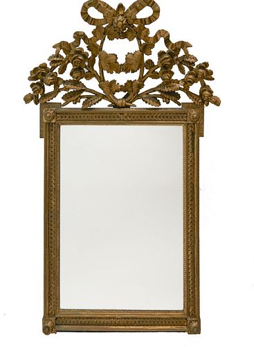 French Louis XVI Style Carved and Gilt Wood Mirror