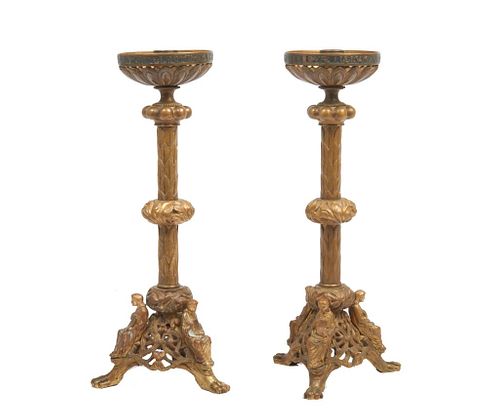 Pair of Early 20th Century Bronze Candlesticks