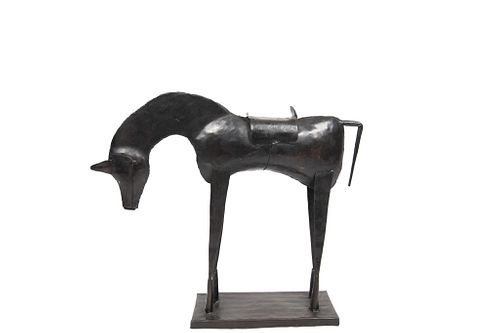 Contemporary Metal Sculpture of a Riderless Horse