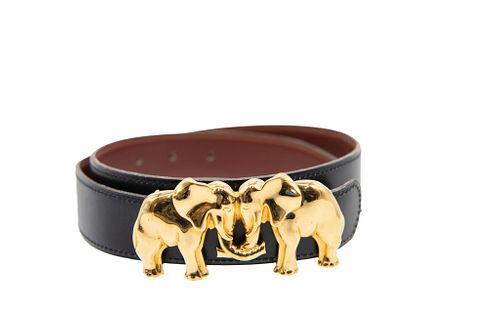 Hermes Elephant Buckle Belt
