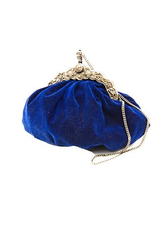 Vintage Blue Velvet Clasp Purse
