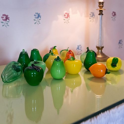 Group of Fifteen Glass Models of Fruit 