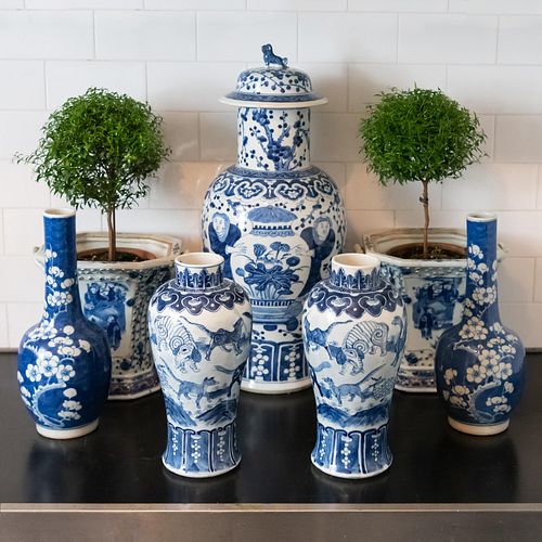 Group of Chinese Blue and White Porcelain Vessels