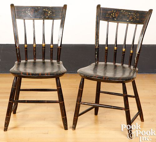 Pair of New England painted rodback chairs