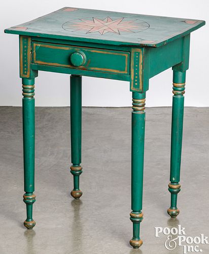 Sheraton painted one drawer stand, 19th c.