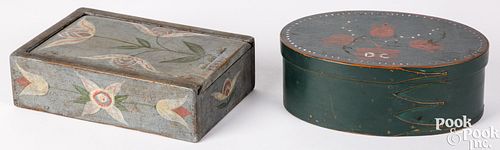 Two contemporary painted boxes