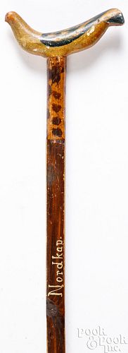 Norwegian carved and painted cane, late 19th c.