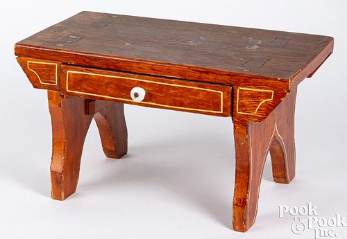 Painted pine footstool, late 19th c.