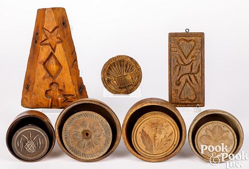 Carved wood butterprints, 19th c.