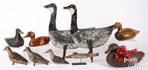 Group of carved and painted decoys