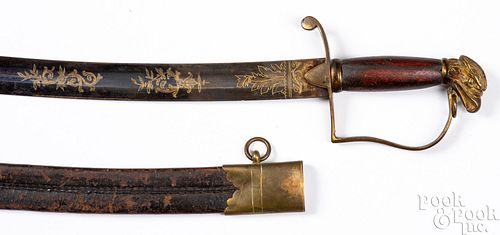 Eagle head officer's sword and scabbard, ca. 1830