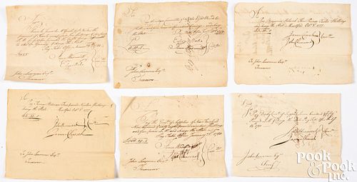 Six Connecticut Revolutionary War era receipts