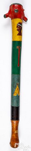 Painted club with Native American Indian motifs
