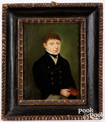Small oil on canvas portrait of a young man