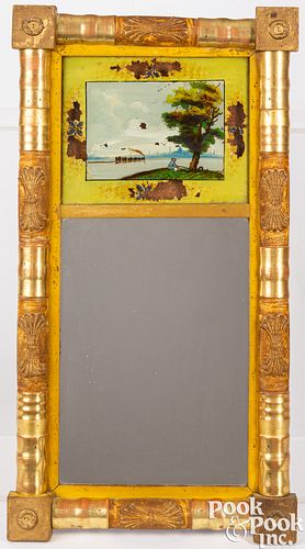 Sheraton giltwood mirror with églomisé panel