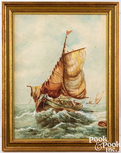 Watercolor seascape, early 20th c.