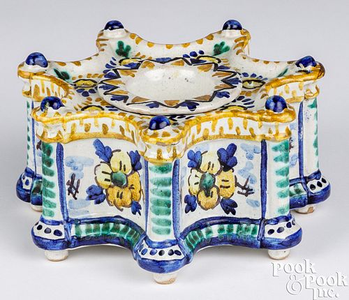 Large Faience inkwell