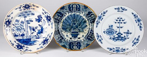 Three Delft chargers, 18th c.