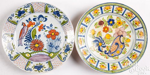 Two polychrome Delftware chargers, 18th c.