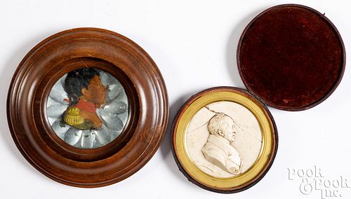 Two wax profile busts, 19th c.