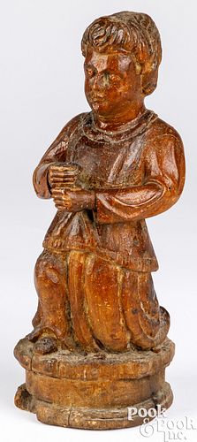 Continental carved wood figure, 18th c. or earlier