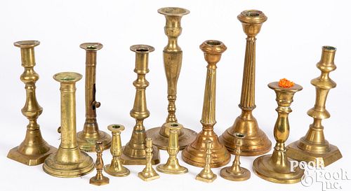 Brass candlesticks and tapersticks