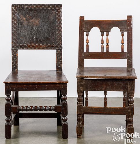 Two George I oak chairs, early 18th c.