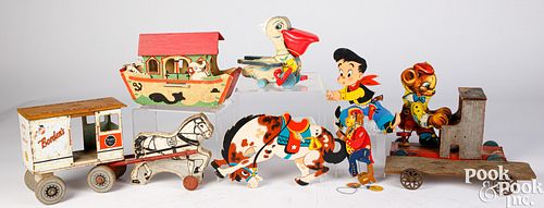 Group of pull toys