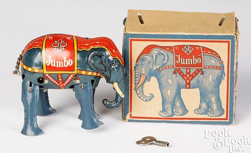 Tin lithograph windup Jumbo elephant