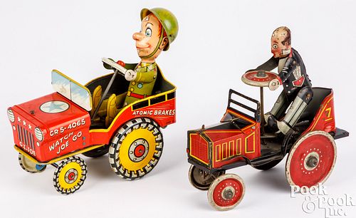 Two tin lithograph wind-up cars