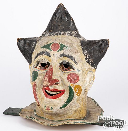 Papier-mâché clown parade mask
