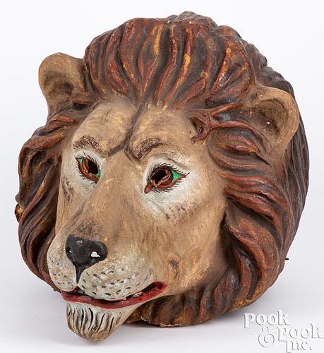 Papier-mâché lion parade mask