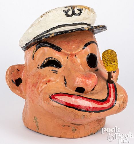 Papier-mâché Popeye parade mask