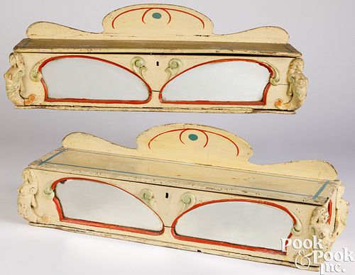 Pair of carved and painted carousel boxes