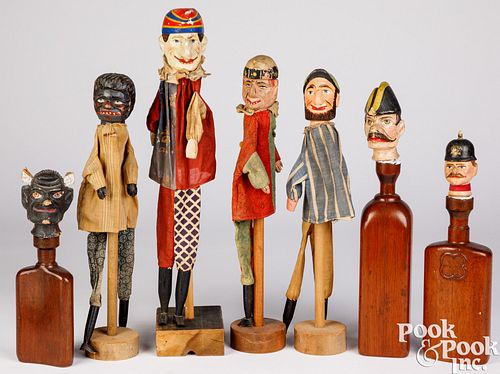 Group of carved and painted puppets
