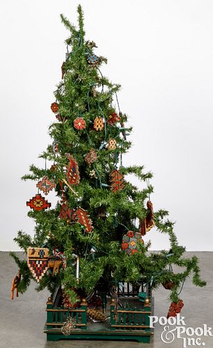 Christmas tree with Victorian iron stand