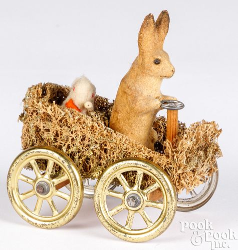 Moss covered Easter rabbit car