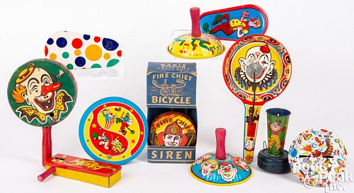 Group of tin lithograph noise makers